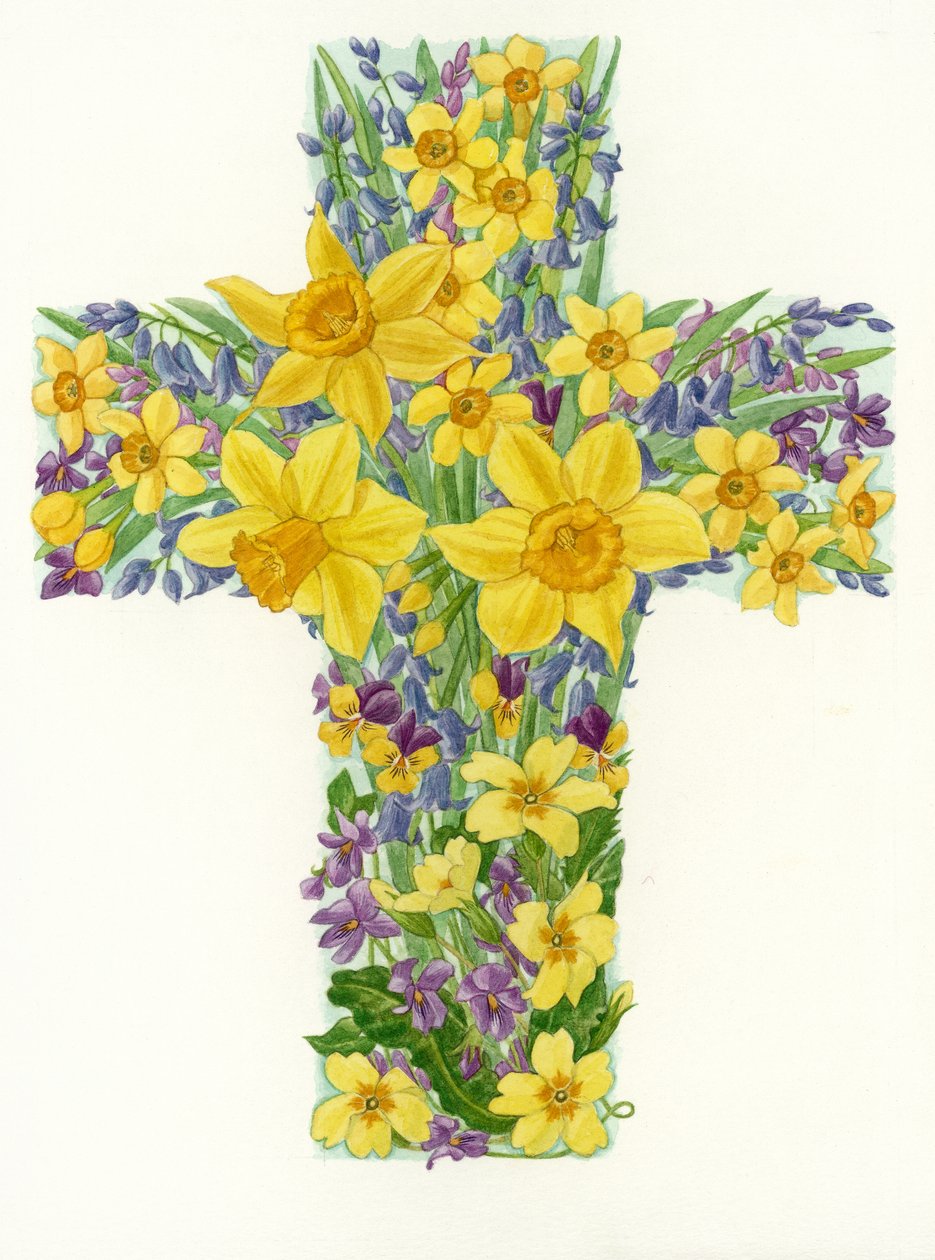 Floral Cross I, 1998 (wc no papel) de Linda Benton