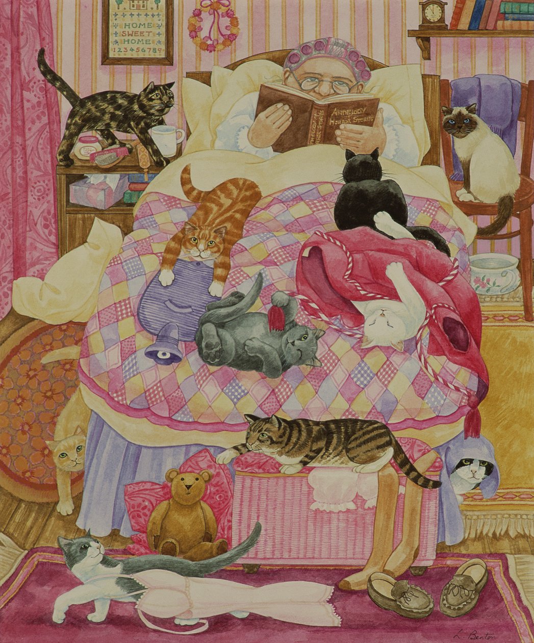 Vovó e 10 gatos no quarto (wc no papel) de Linda Benton