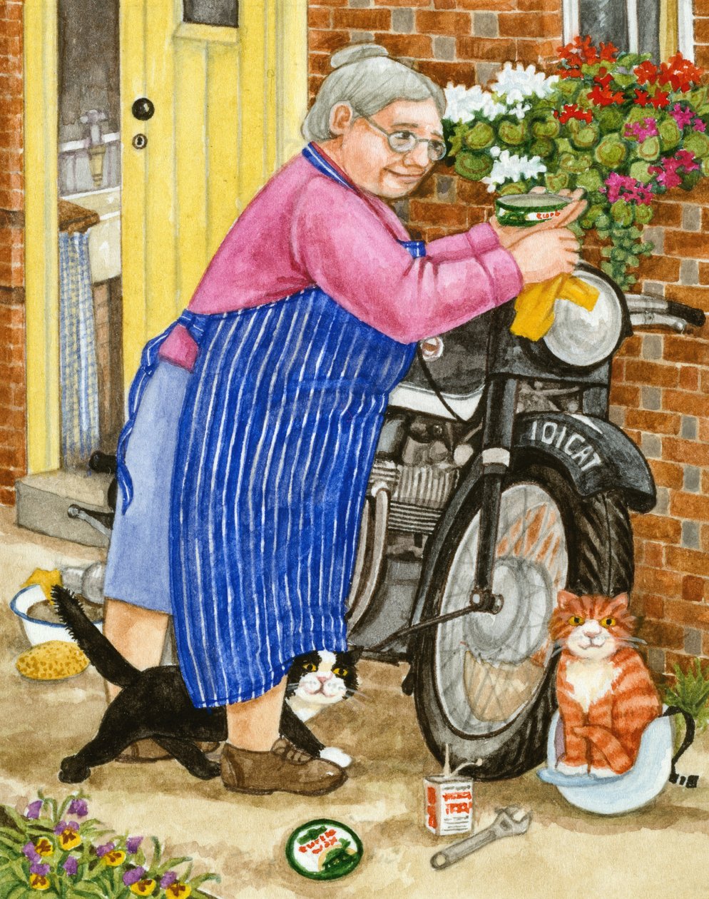 Vovó e 2 gatos e moto (wc no papel) de Linda Benton