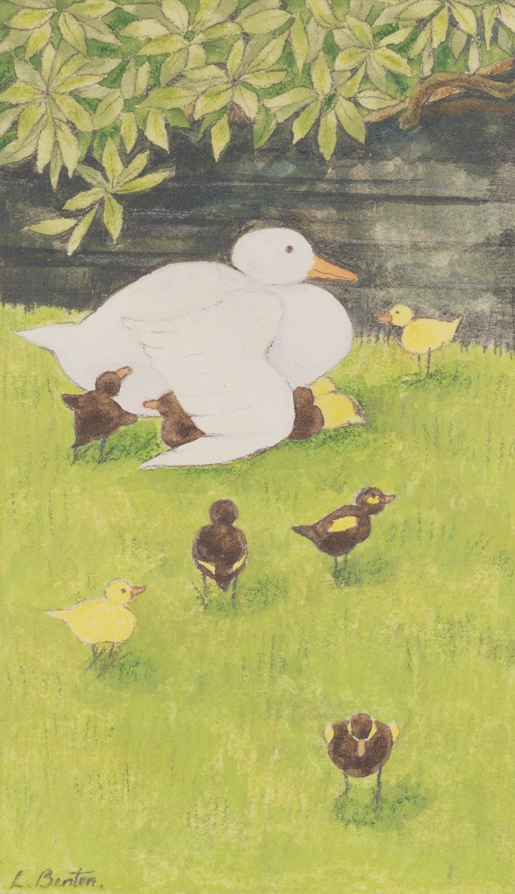 Pato mãe com patinhos de Linda Benton