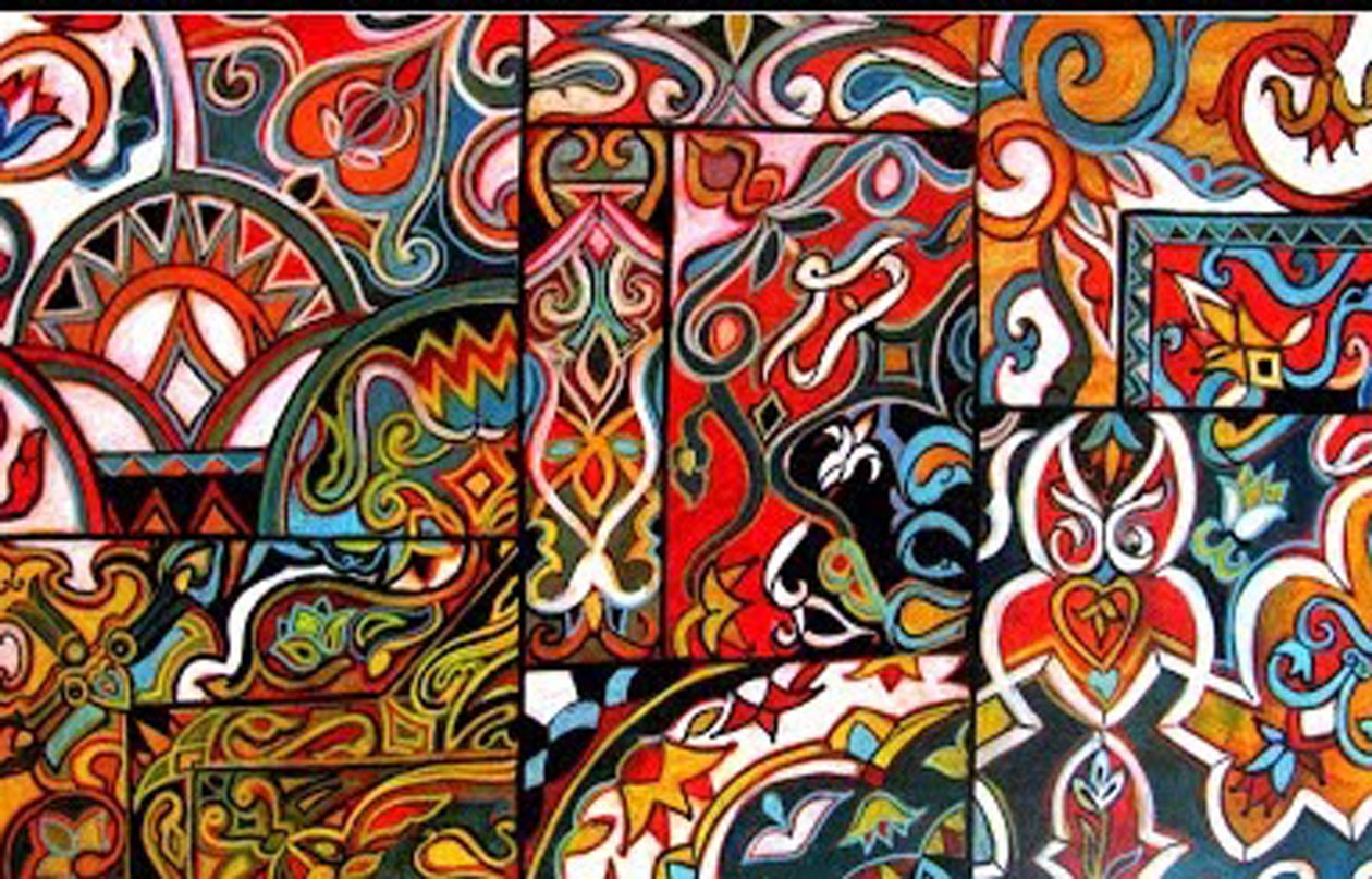 Desenhos de tendas egípcias, 2016 (técnica mista) de linda arthurs