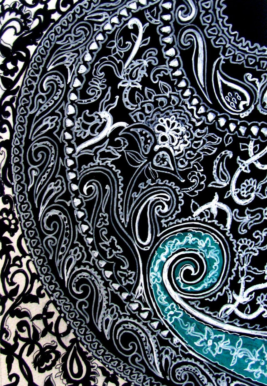 Estudo Paisley, 2016 (Tinta sobre papel de aguarela) de linda arthurs