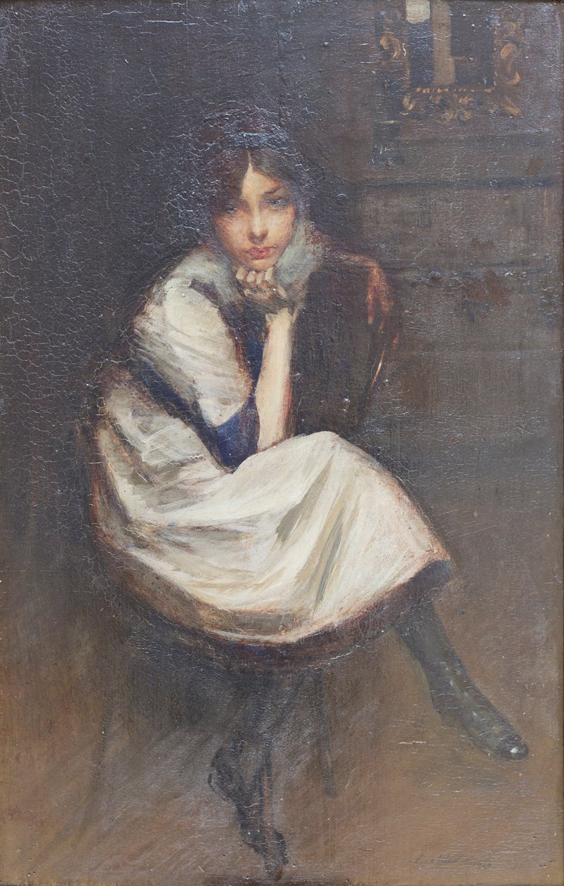 Retrato de uma jovem sentada de Lino Selvatico