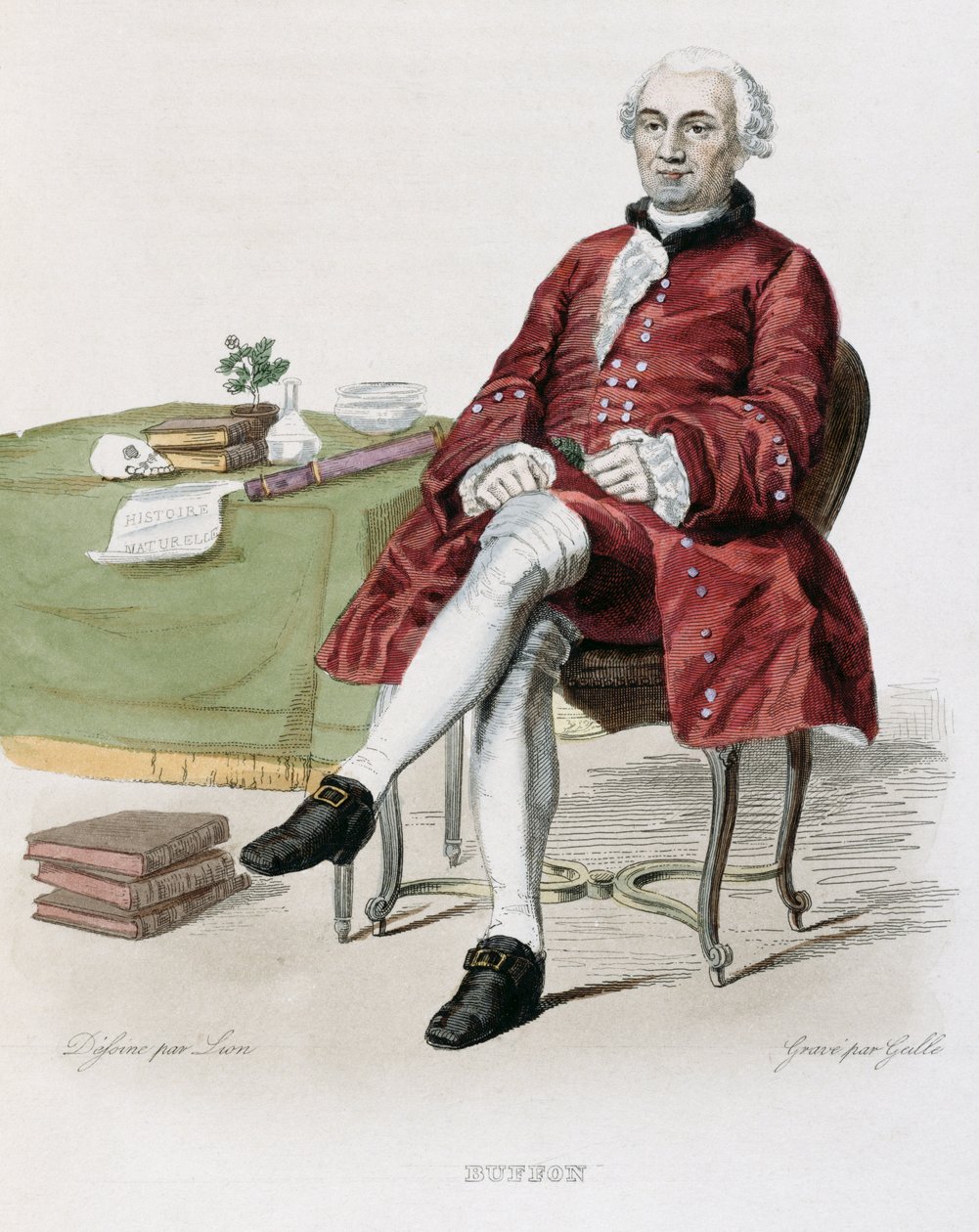 Ilustração de Monsieur de Buffon (1707-88), de "The French Plutarch", de E. Mennechet, 1835 de Lion