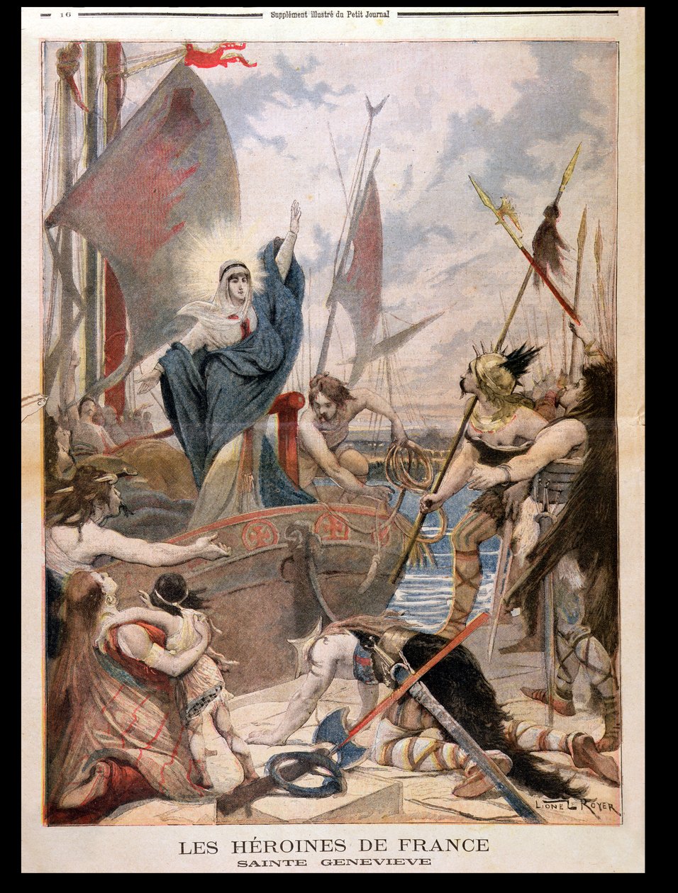 St. Genevieve, de uma série sobre as heroínas da França em &39;Le Petit Journal&39;, 1896 de Lionel Noel Royer