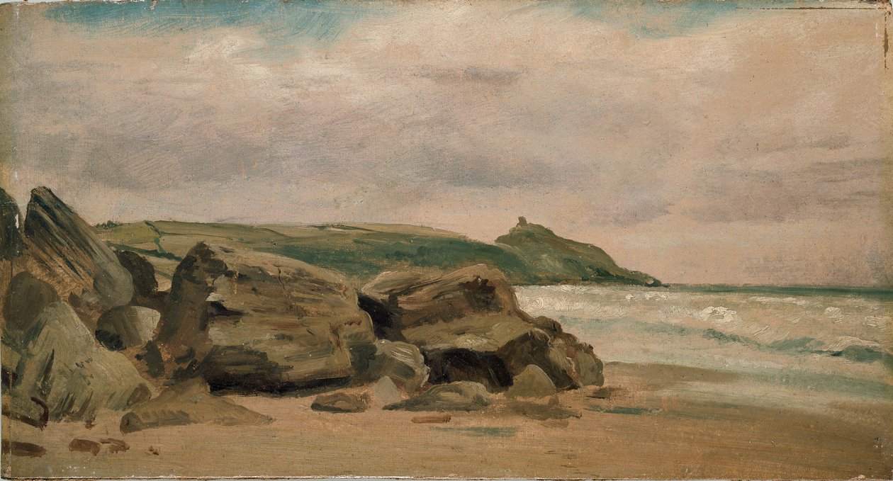 Vista em direcção a Rame Head, Cornwall, 1850 de Lionel Constable