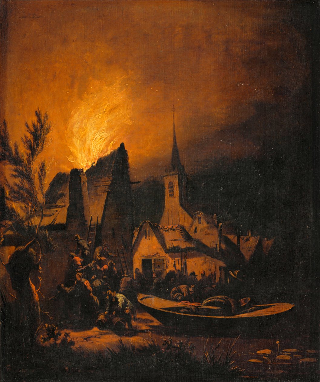 Incêndio numa aldeia ... de Lionel Hamilton Renwick