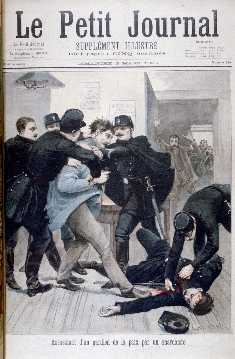 Assassinato de um policial por um anarquista, 1895 de Lionel Noel Royer