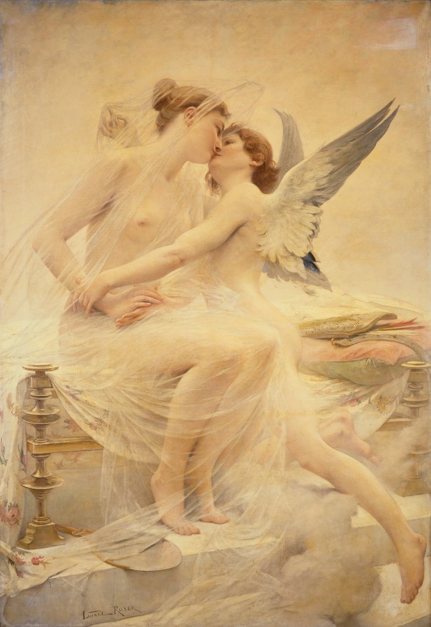Cupido e Psique (óleo sobre tela) de Lionel Noel Royer