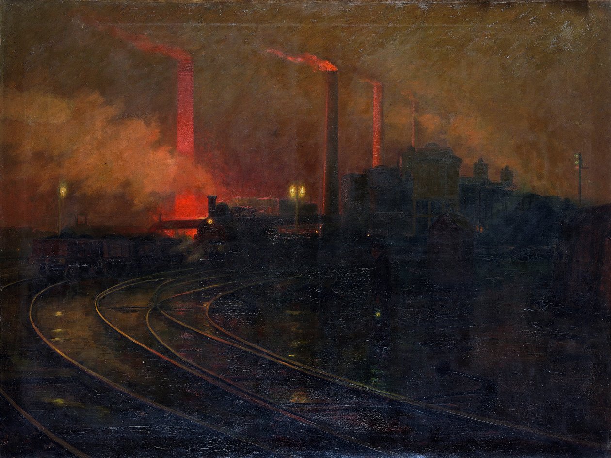 "The Dowlais steelworks, Cardiff at night", 1893-1897 de Lionel Walden