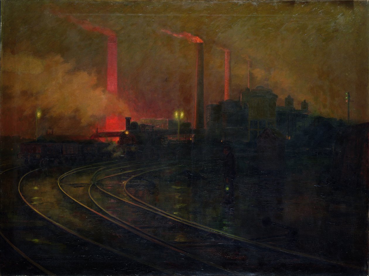 A fábrica de aço, Cardiff à noite de Lionel Walden