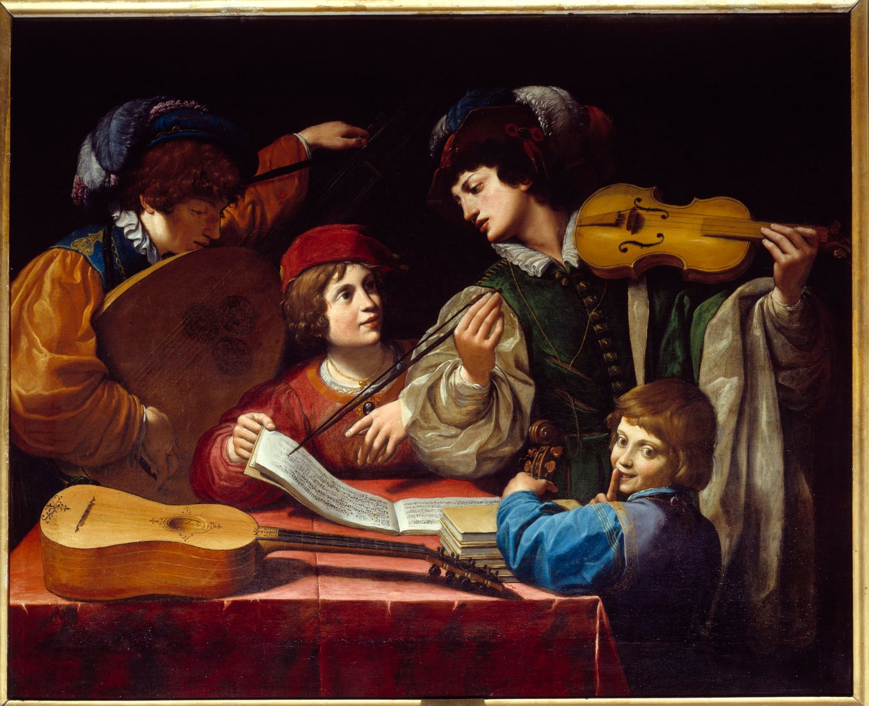 Uma Pintura de Concerto de Leonello Spada (1576-1622) 1615 aproximadamente. Sol. 1,43x1,72 m de Lionello Spada