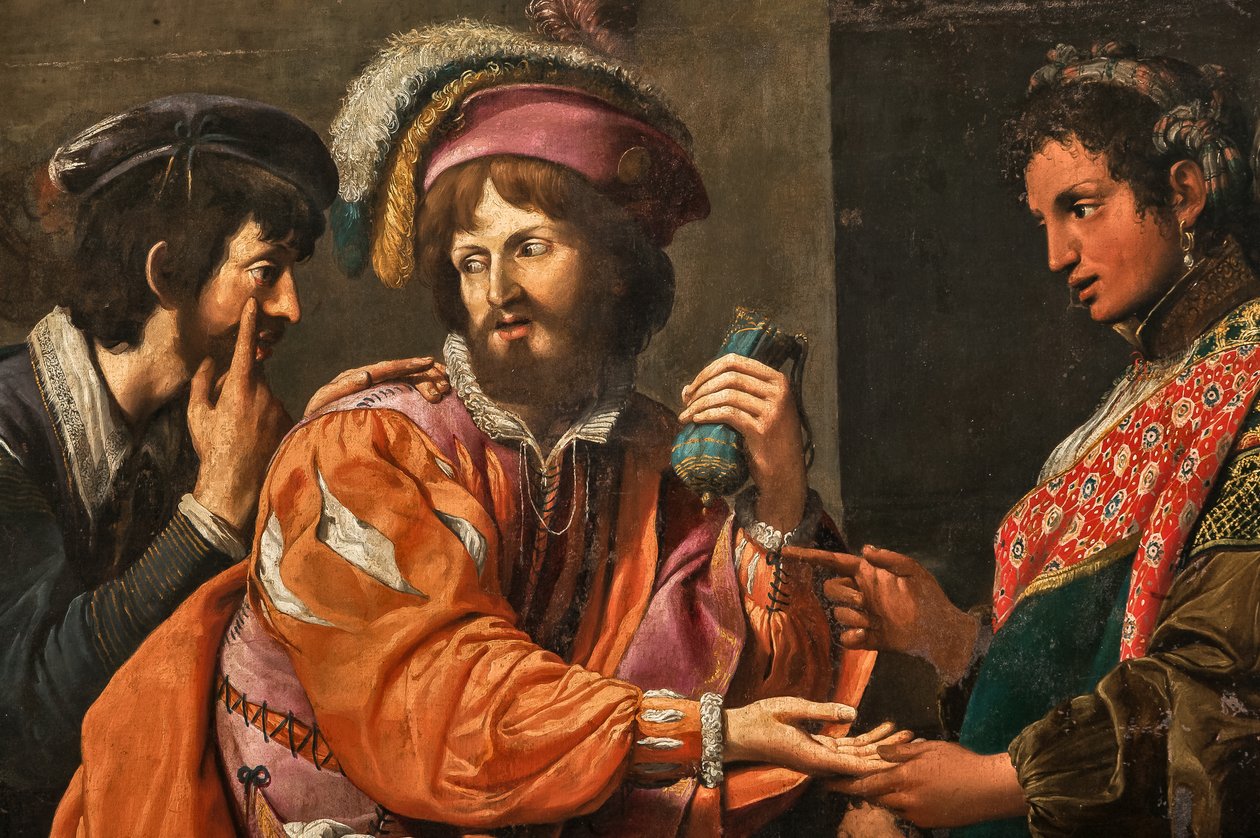 Buona Ventura, detalhe de 2384631, c. 1617 de Lionello Spada