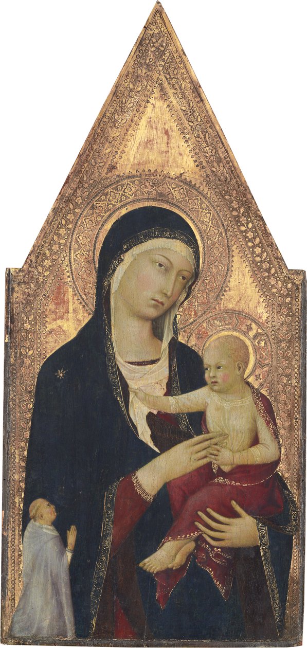 Madonna e Child with Donor, 1325-30 (tempera no painel) de Lippo Memmi
