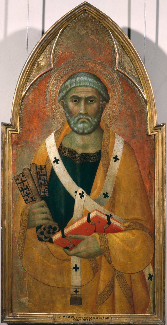 São Pedro, painel de um políptico pintado para o Convento de São Francisco de Colle Val d&39;Elsa de Lippo Memmi