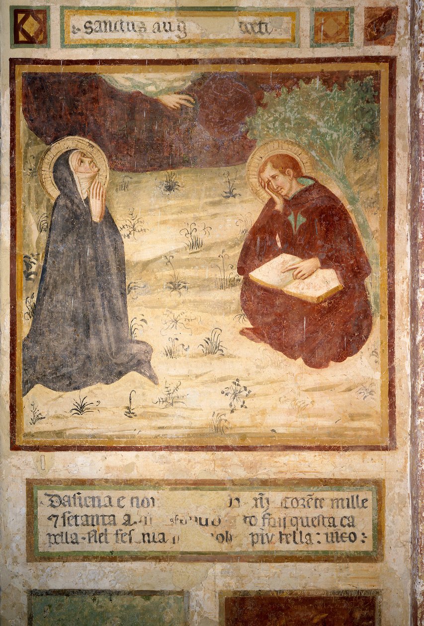 Santo Agostinho de Hipona (354-430) e Santa Monique, Hermitage de San Leonardo al Lago, Monteriggioni de Lippo Vanni