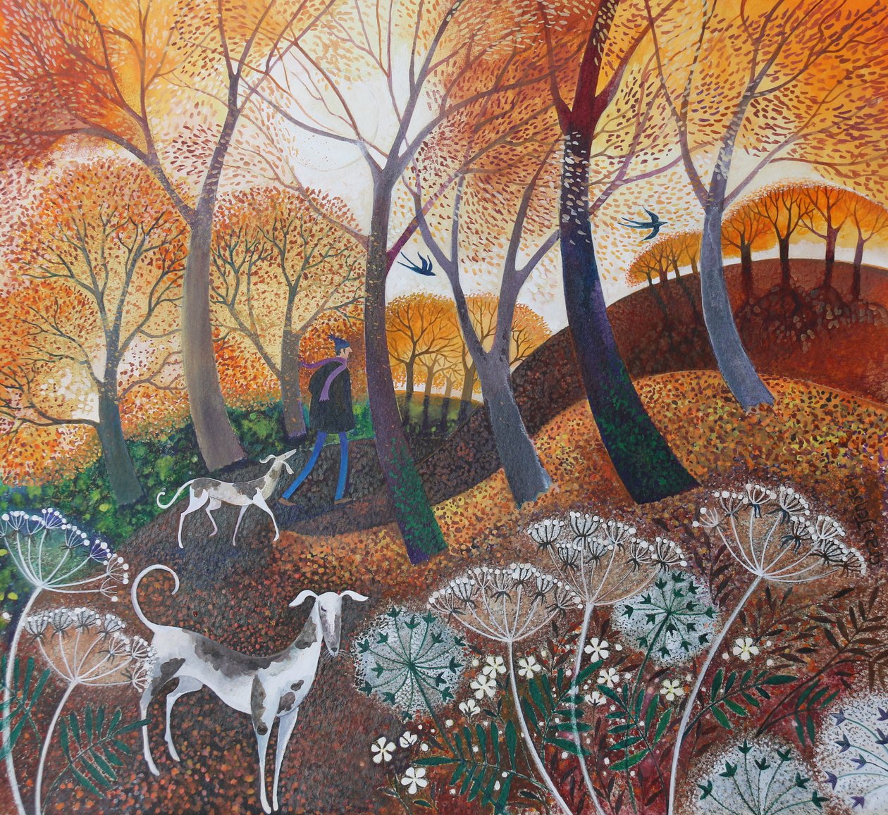 Outono na Common, 2017, (acrílicos sobre papel) de Lisa Graa Jensen
