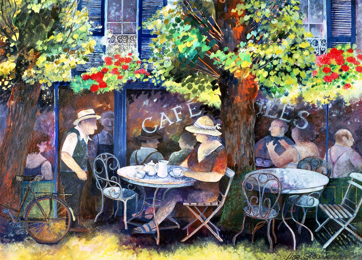 Cafe Jules, 1994 (tinta acrílica, guache) de Lisa Graa Jensen