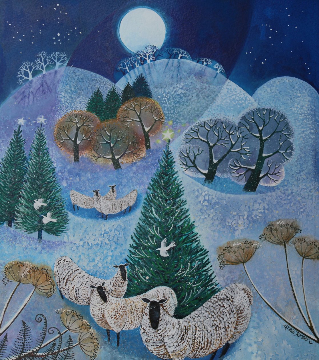 Natal Fir, 2017, (tintas acrílicas sobre papel) de Lisa Graa Jensen