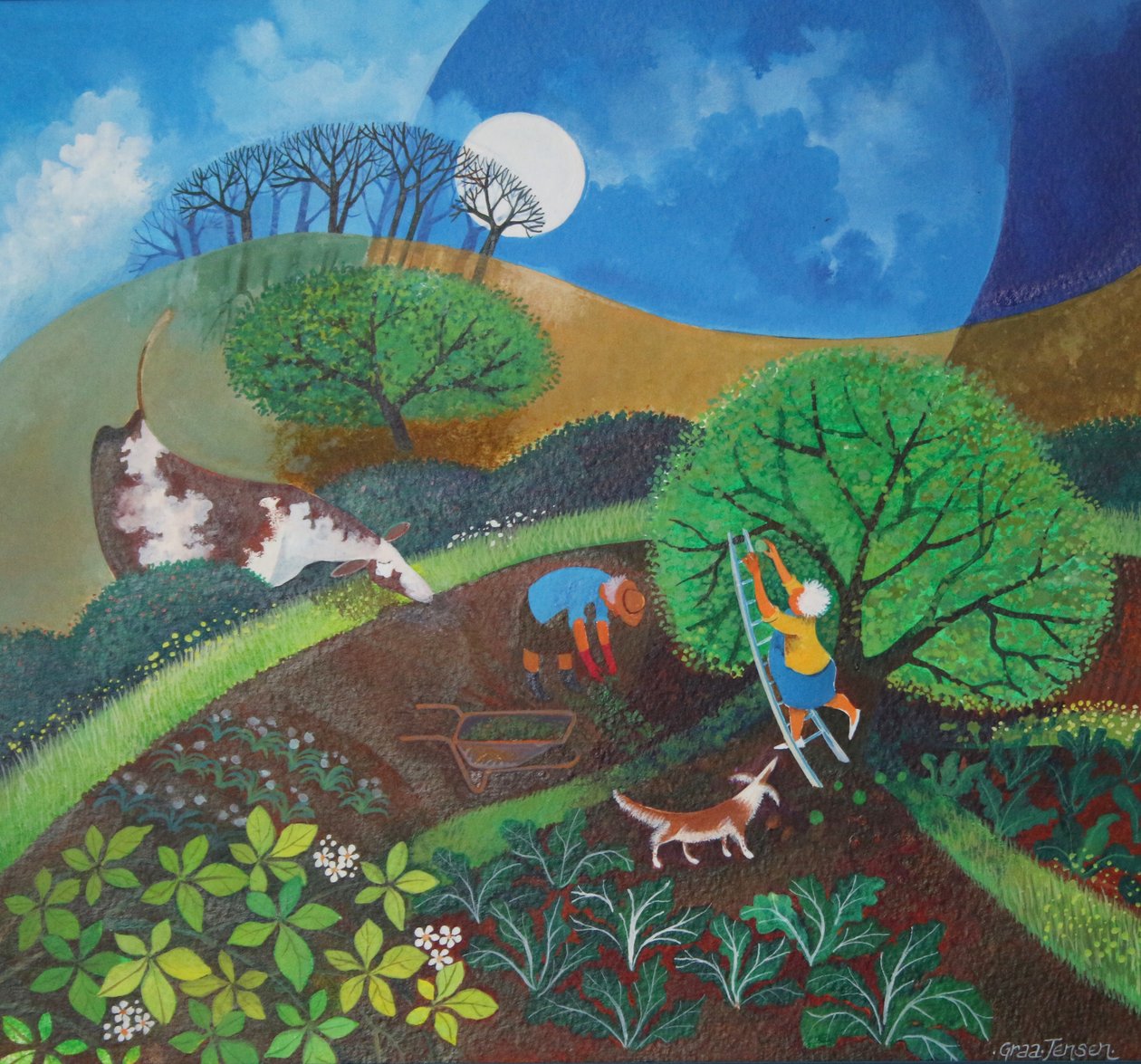 Jardineiros Companheiros, 2015, (tintas acrílicas sobre papel) de Lisa Graa Jensen