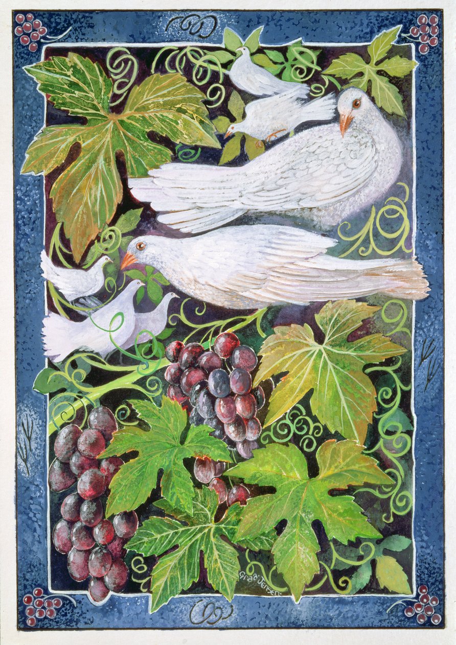 Doves, 1996 (tinta acrílica, guache) de Lisa Graa Jensen