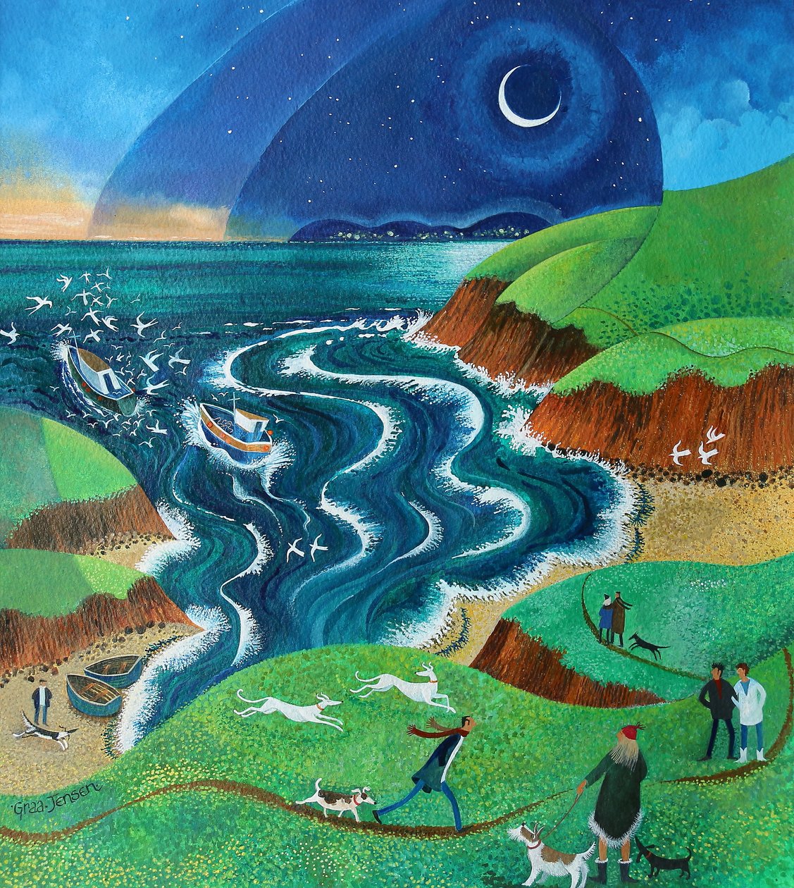 Brisa do Mar à Noite, 2017 (acrílicos sobre papel) de Lisa Graa Jensen