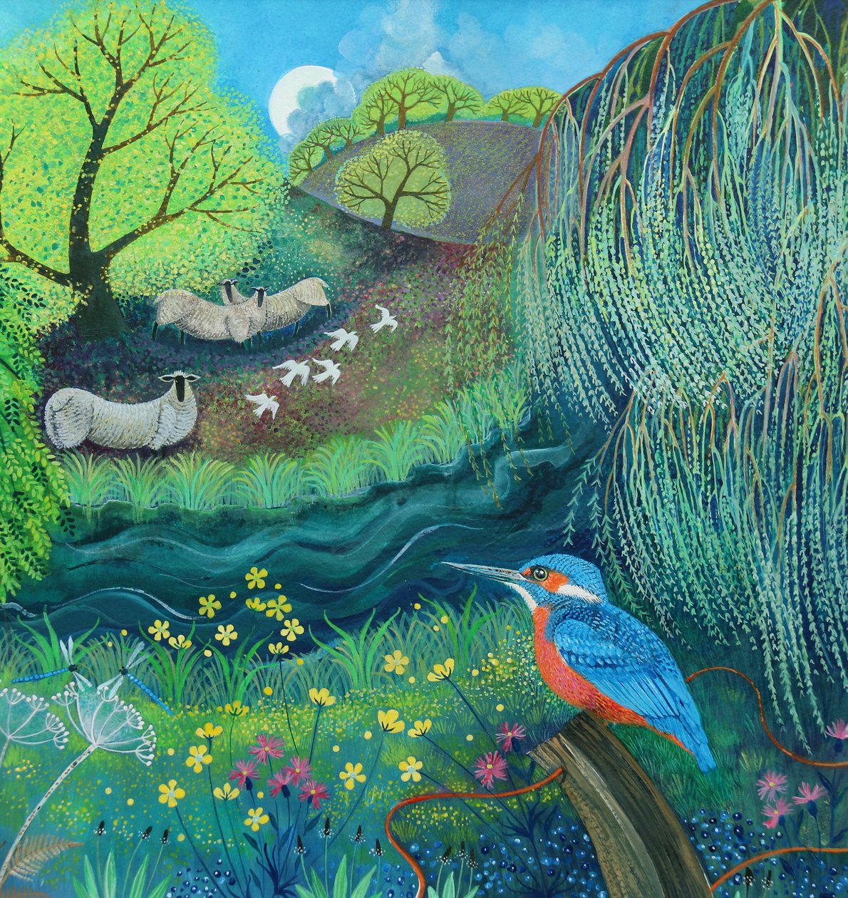 Kingfisher 2018 (acrílicos no papel) de Lisa Graa Jensen