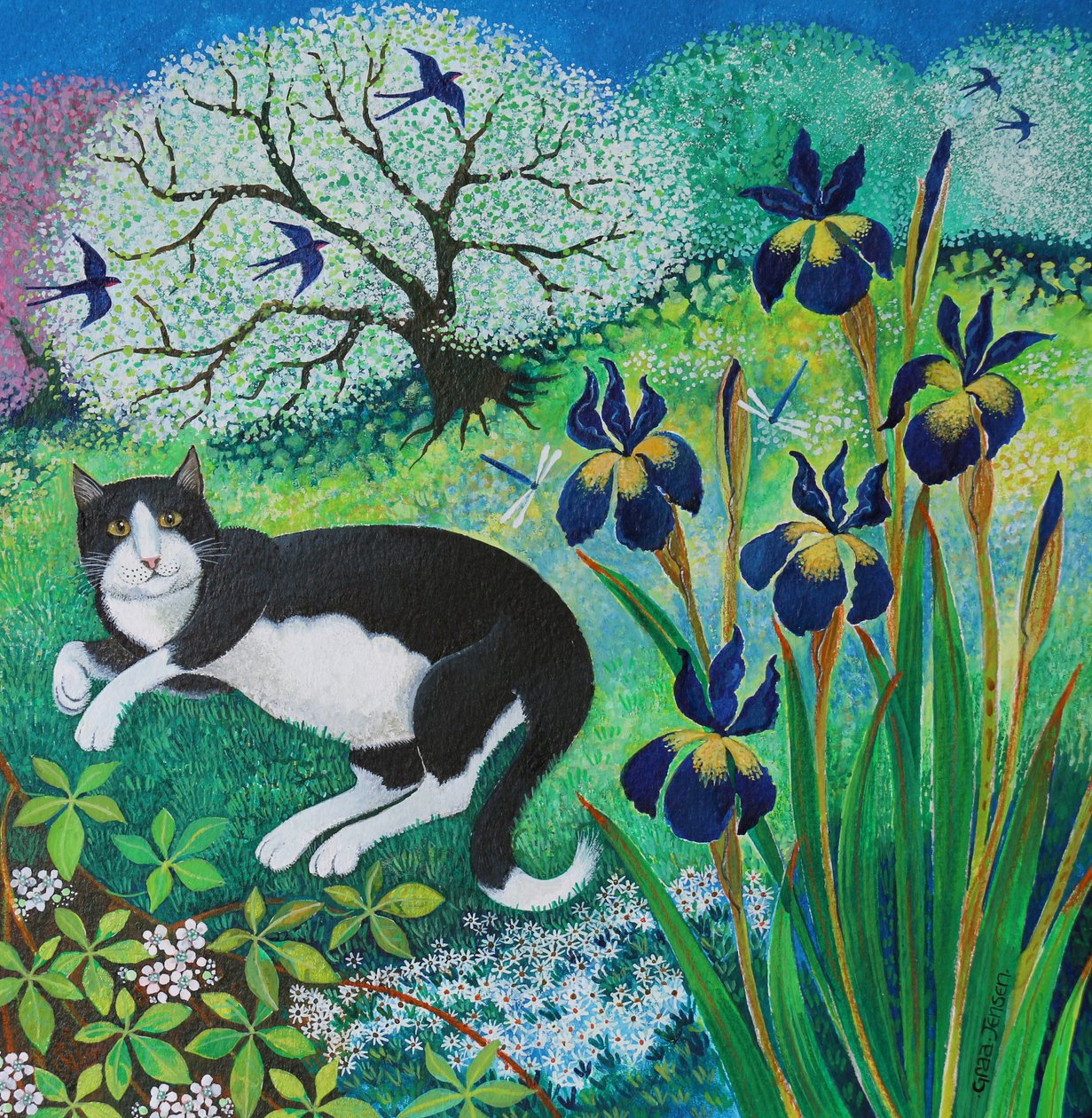 Kits Garden, 2017, (acrílicos sobre papel) de Lisa Graa Jensen