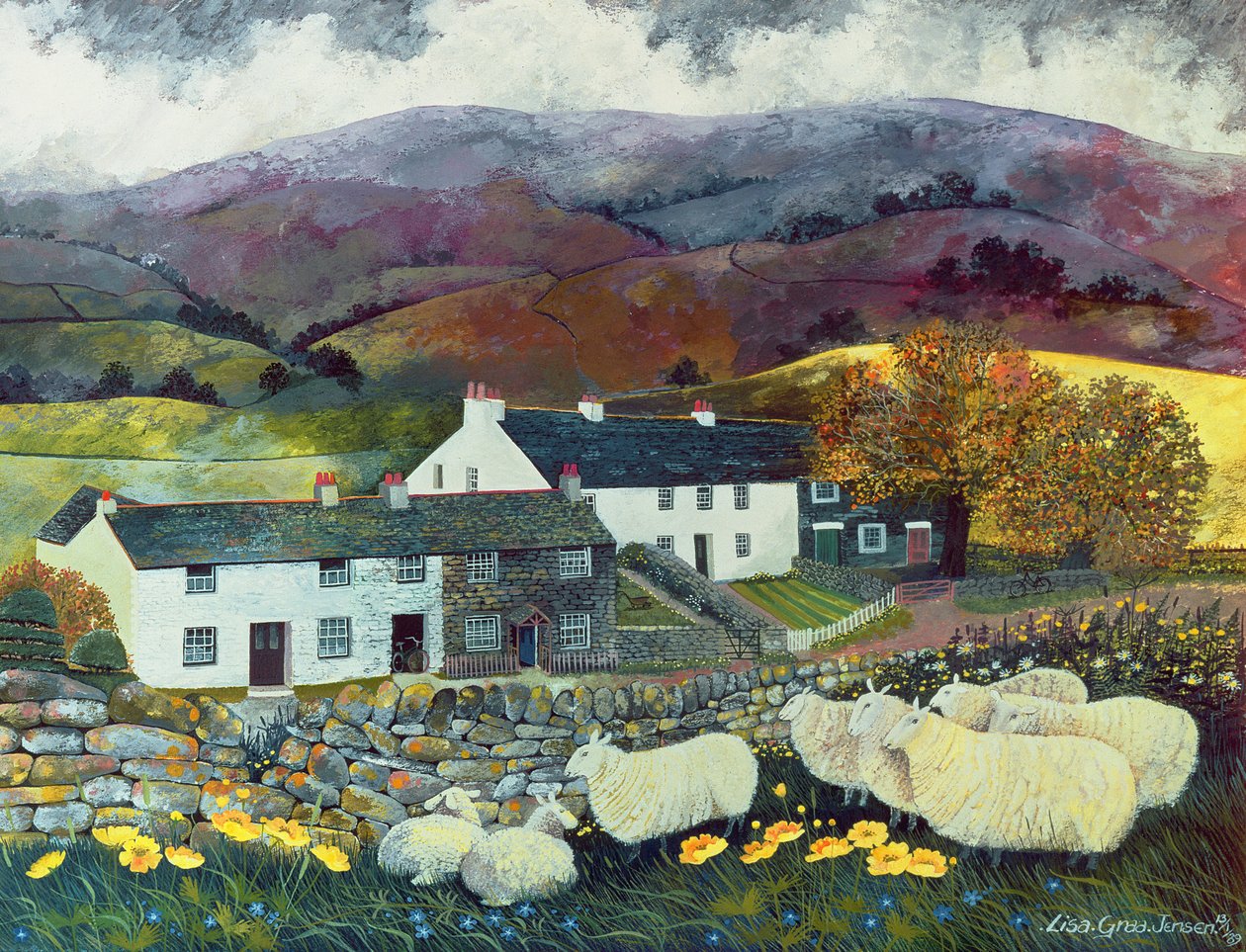 Sheep Country, 1988 (wc, guache) de Lisa Graa Jensen