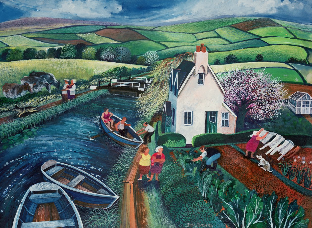 St Catherines Lock (tinta e guache sobre papel) de Lisa Graa Jensen