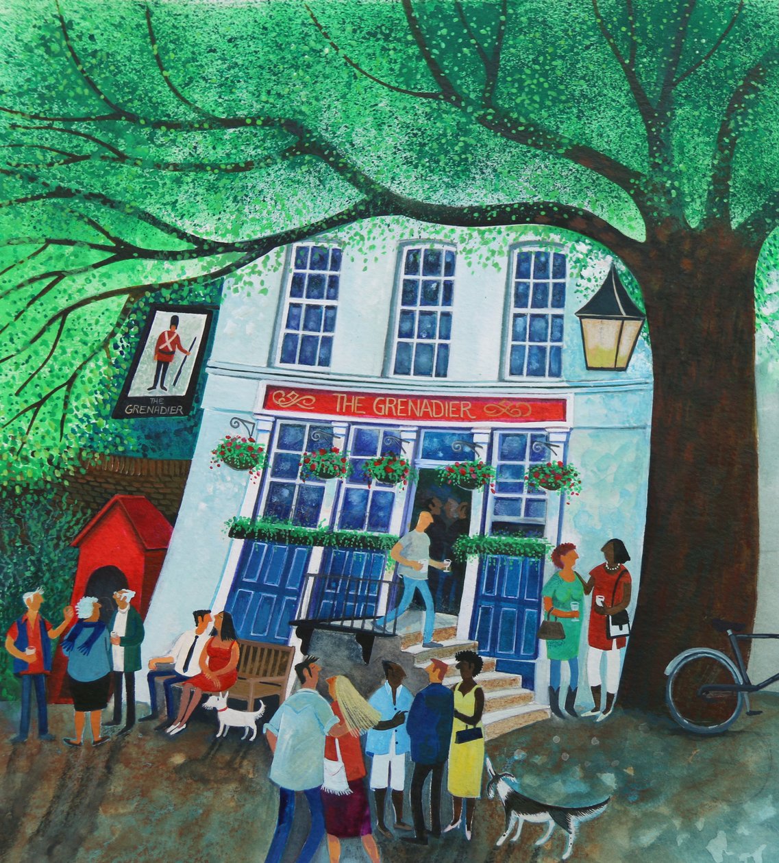 The Grenadier Pub 2018 (acrílicos sobre papel) de Lisa Graa Jensen