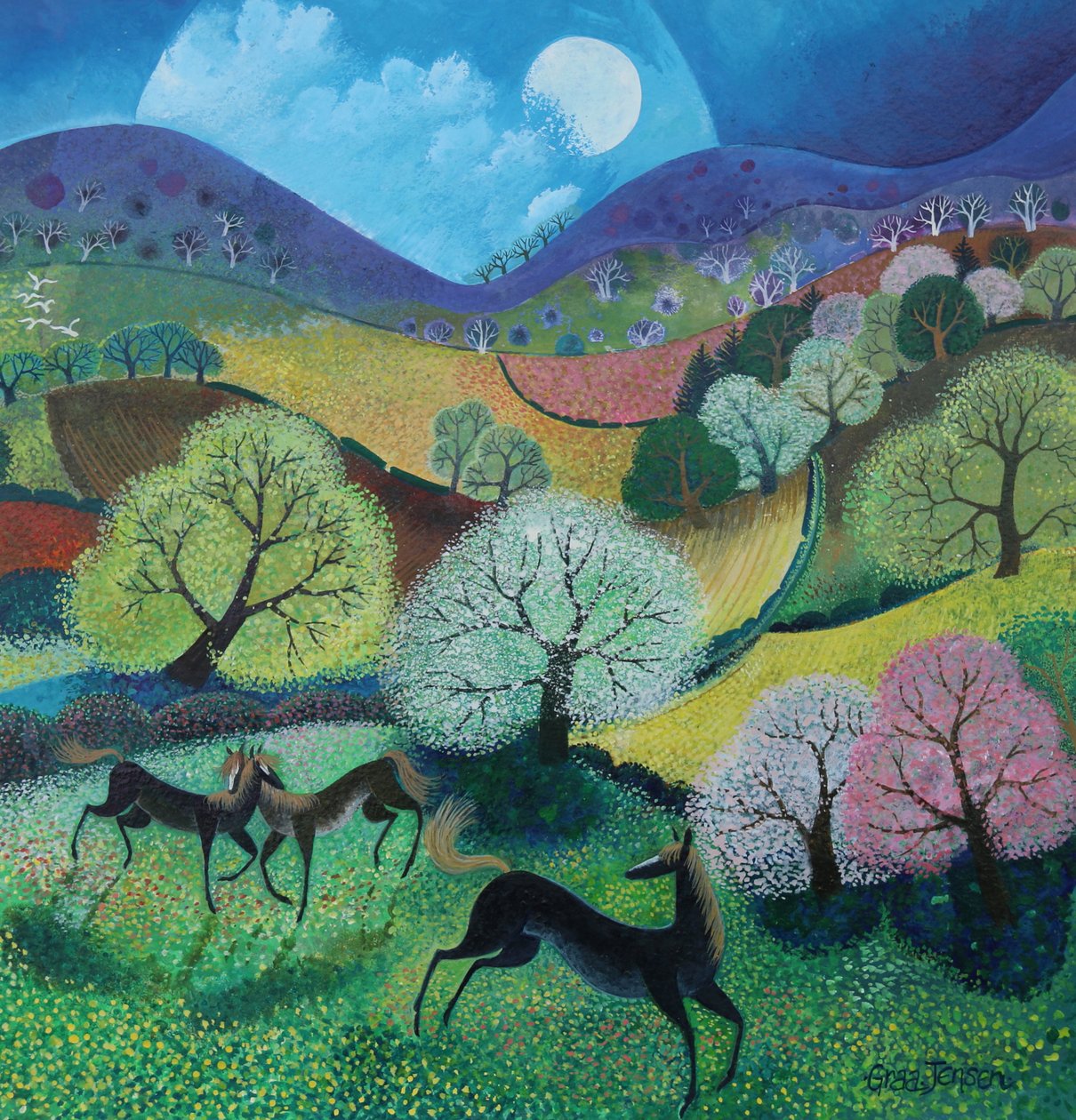 Cavalo preto, 2024 (acrílicos sobre papel) de Lisa Graa Jensen