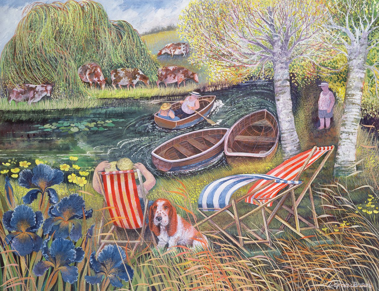 Breezy River, 1995 (tinta acrílica, guache) de Lisa Graa Jensen