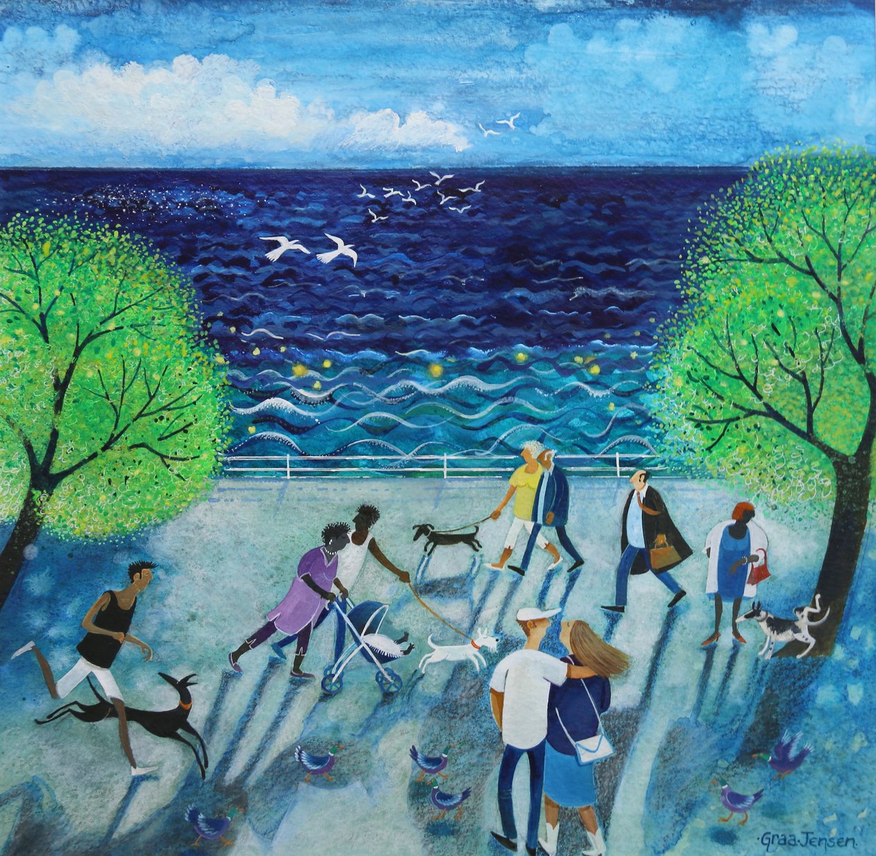 By The Sea, 2021,(acrílico sobre papel) de Lisa Graa Jensen