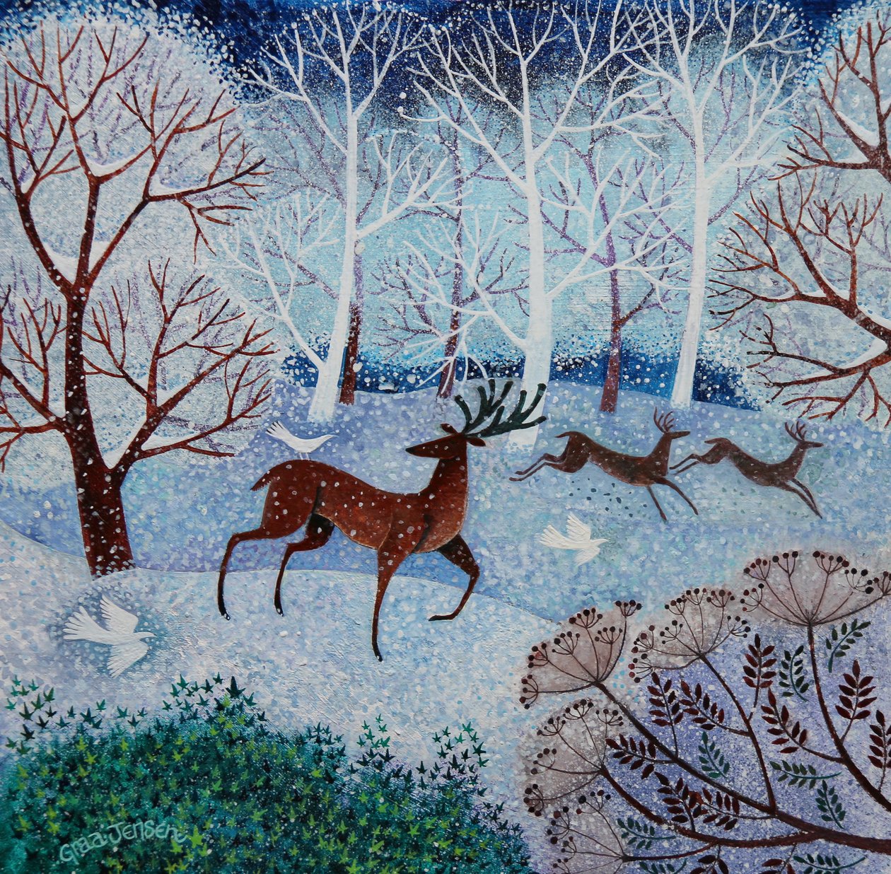 Cool Stag,2021,(acrílicos sobre papel) de Lisa Graa Jensen