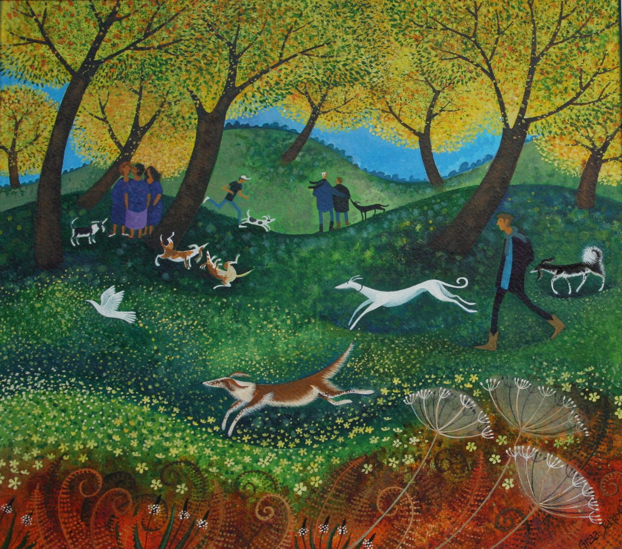 Doggie Pals, 2012, (tintas acrílicas sobre papel) de Lisa Graa Jensen