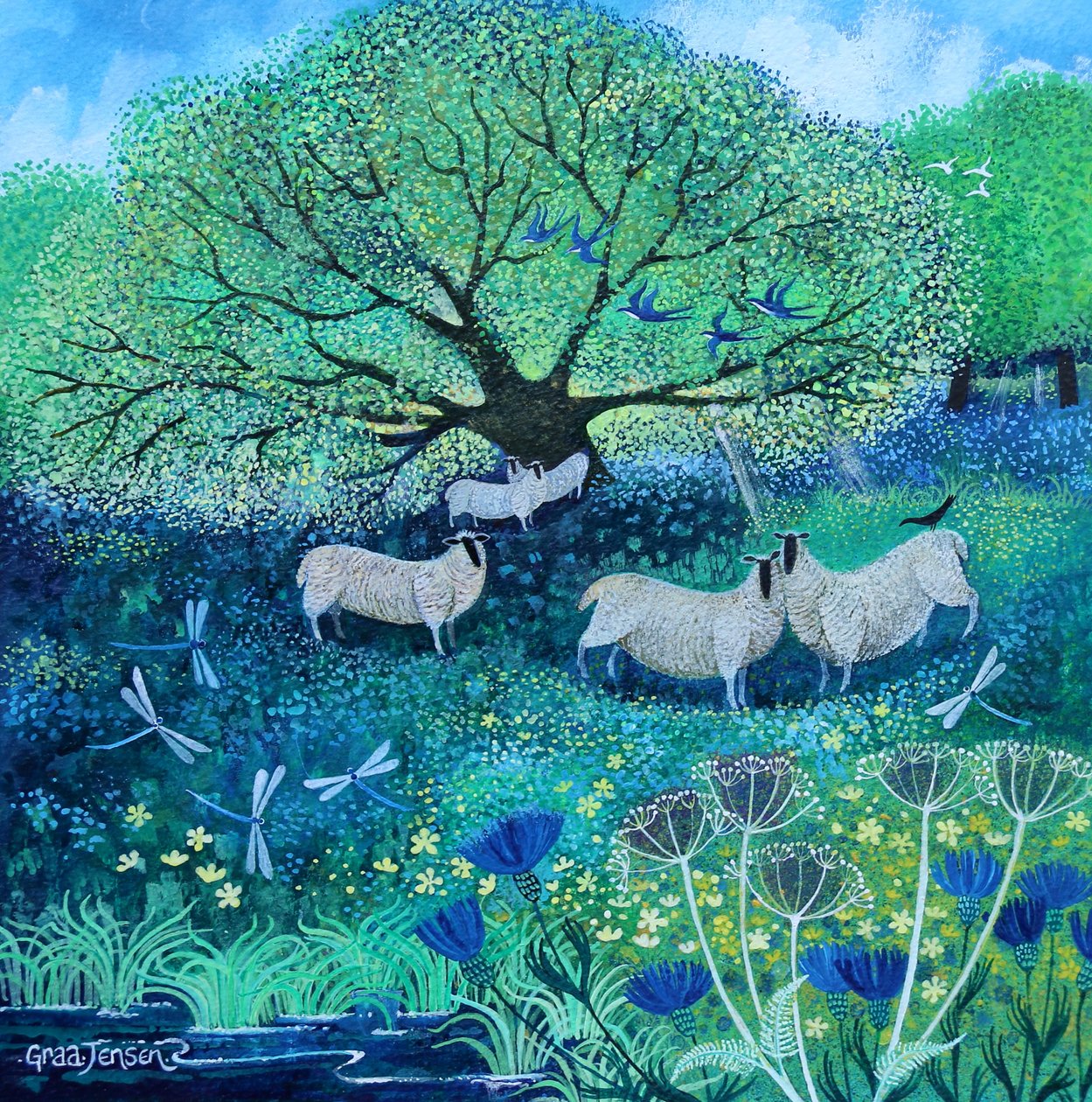 Libélulas,2022,(acrílicas sobre papel) de Lisa Graa Jensen