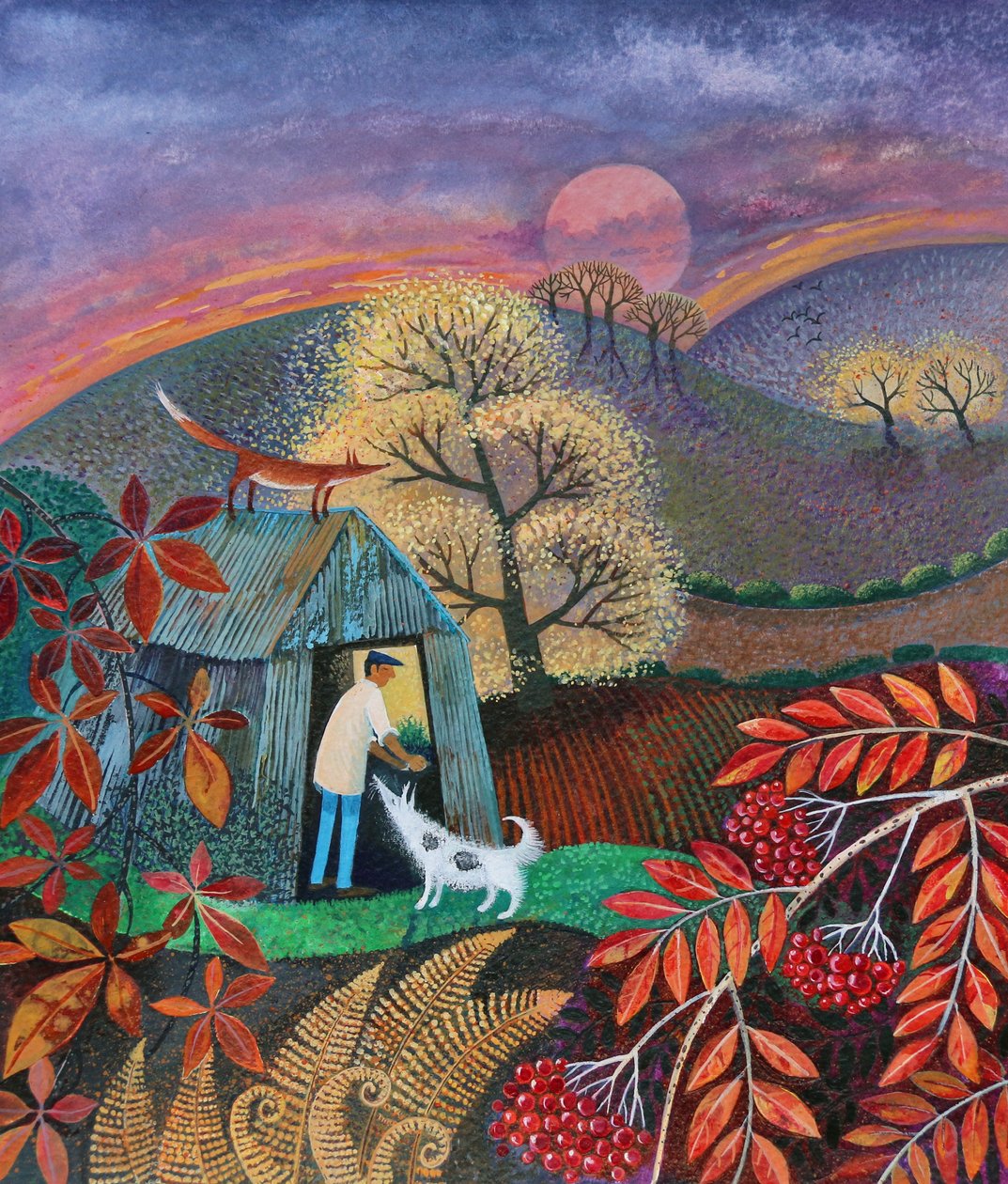 Final do dia, 2018,(acrílicos sobre papel) de Lisa Graa Jensen
