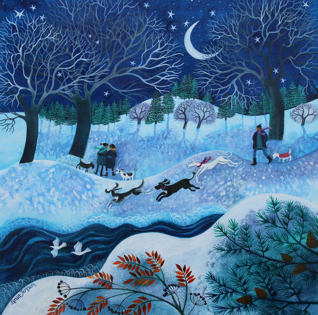 Joyful Dogs, 2023 (acrílico sobre tela) de Lisa Graa Jensen