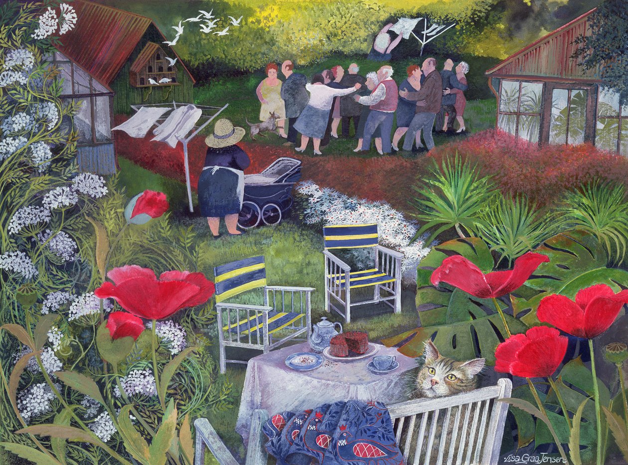 Neighborhood Watch Party, 1995 (tinta acrílica, guache) de Lisa Graa Jensen