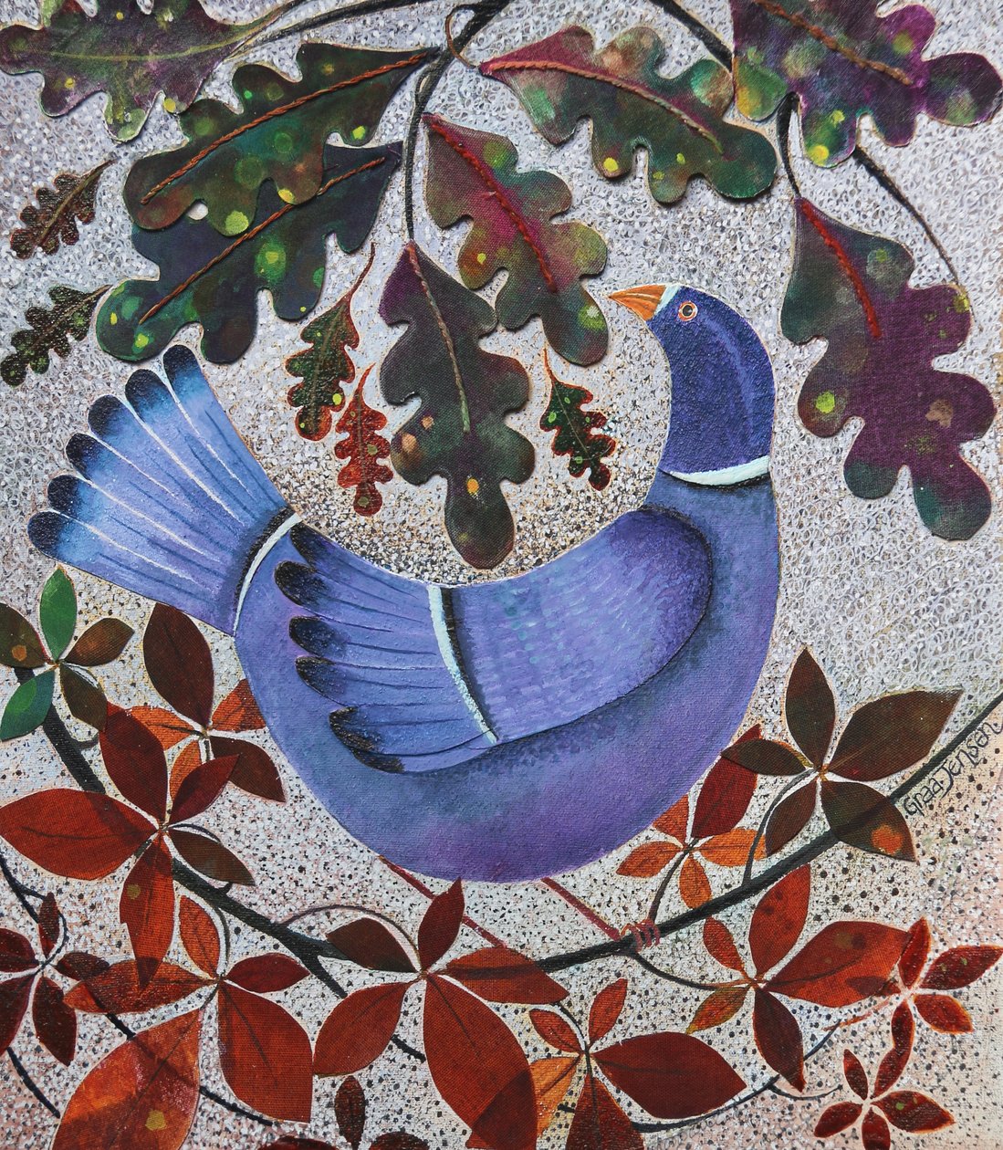 Pombo, 2022 (meios mistos sobre linho) de Lisa Graa Jensen