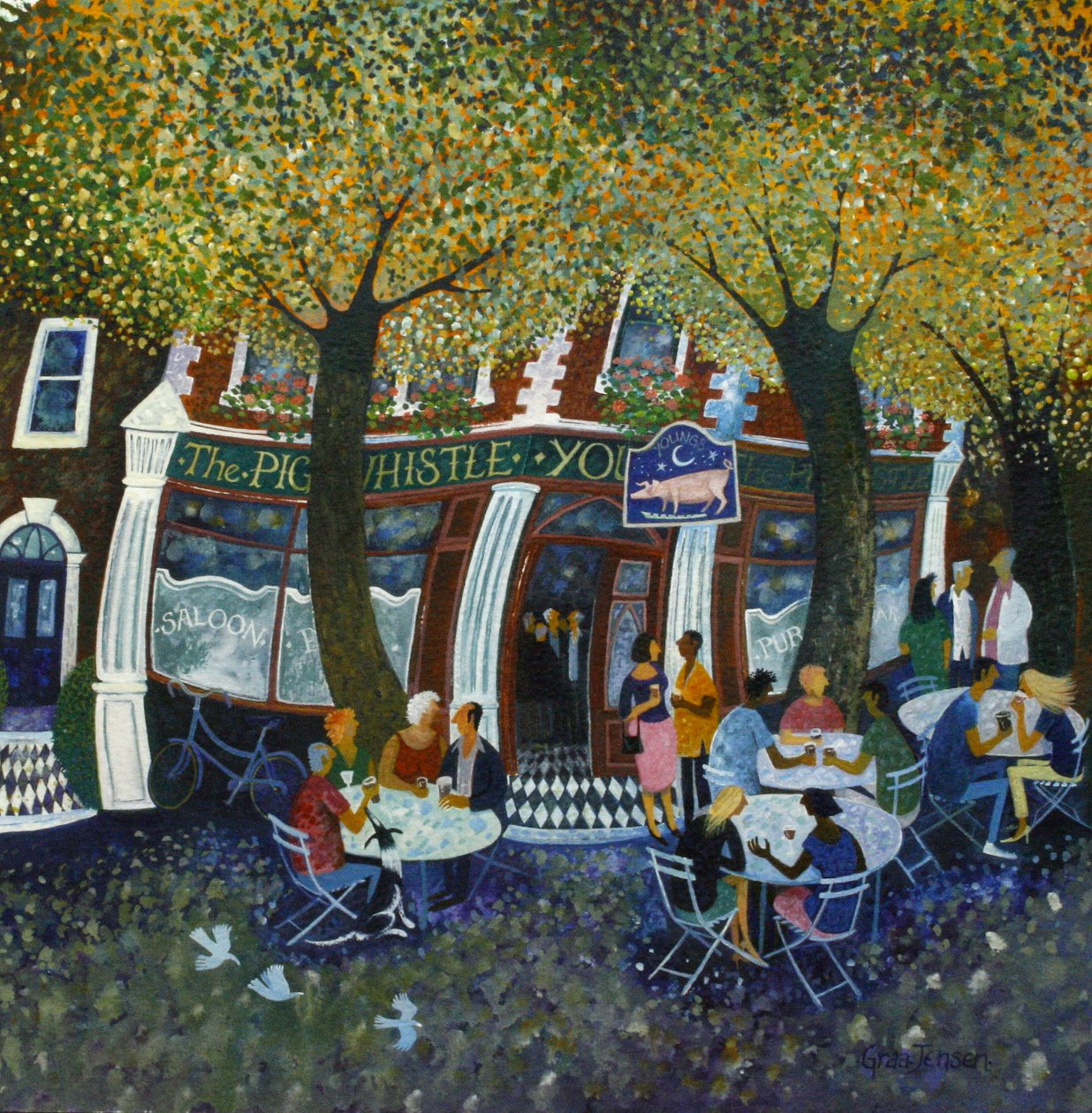 Pig and Whistle, 2011,(acrílicos sobre papel) de Lisa Graa Jensen