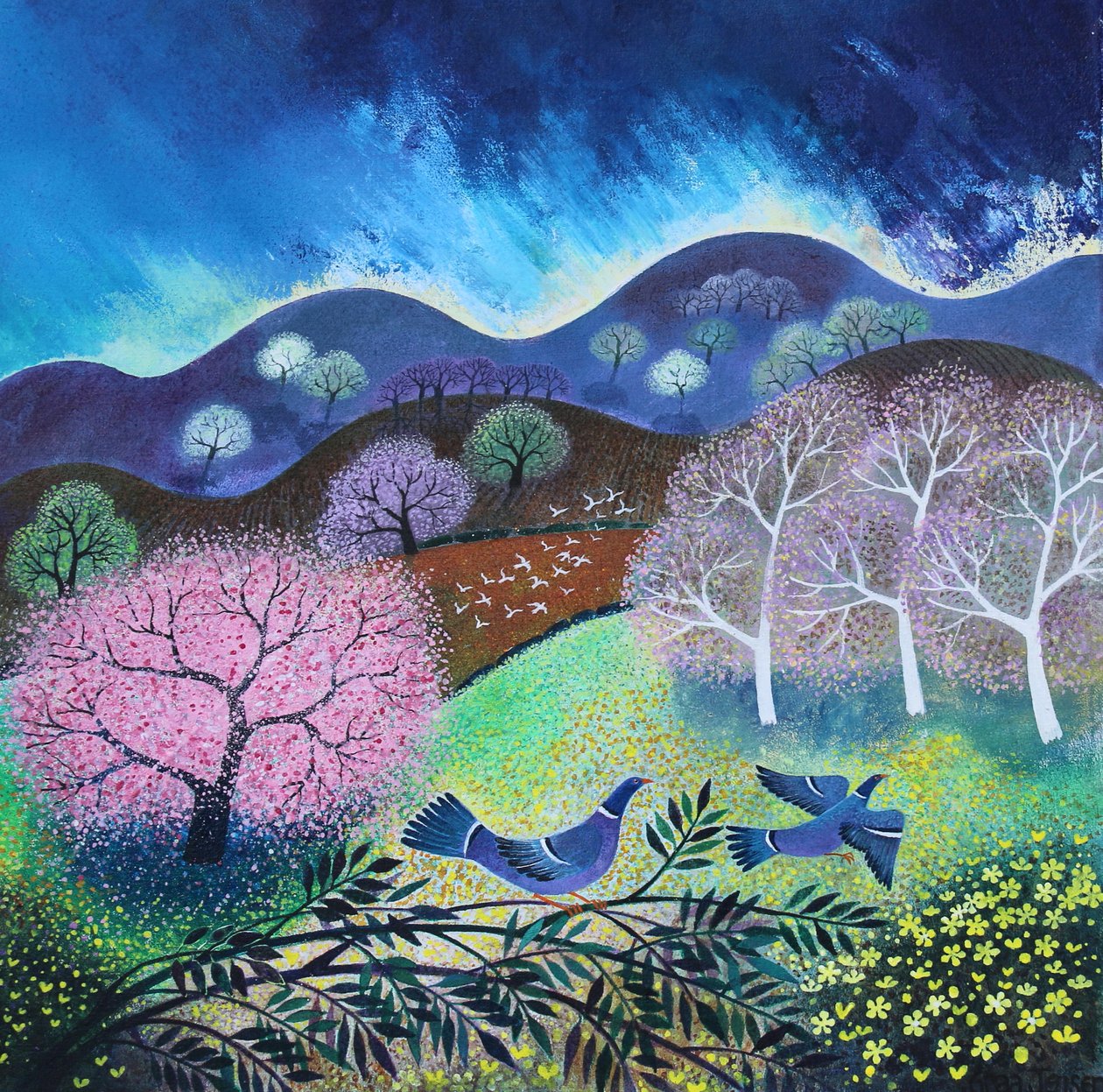 Árvore cor-de-rosa, 2024 (acrílicos sobre linho) de Lisa Graa Jensen
