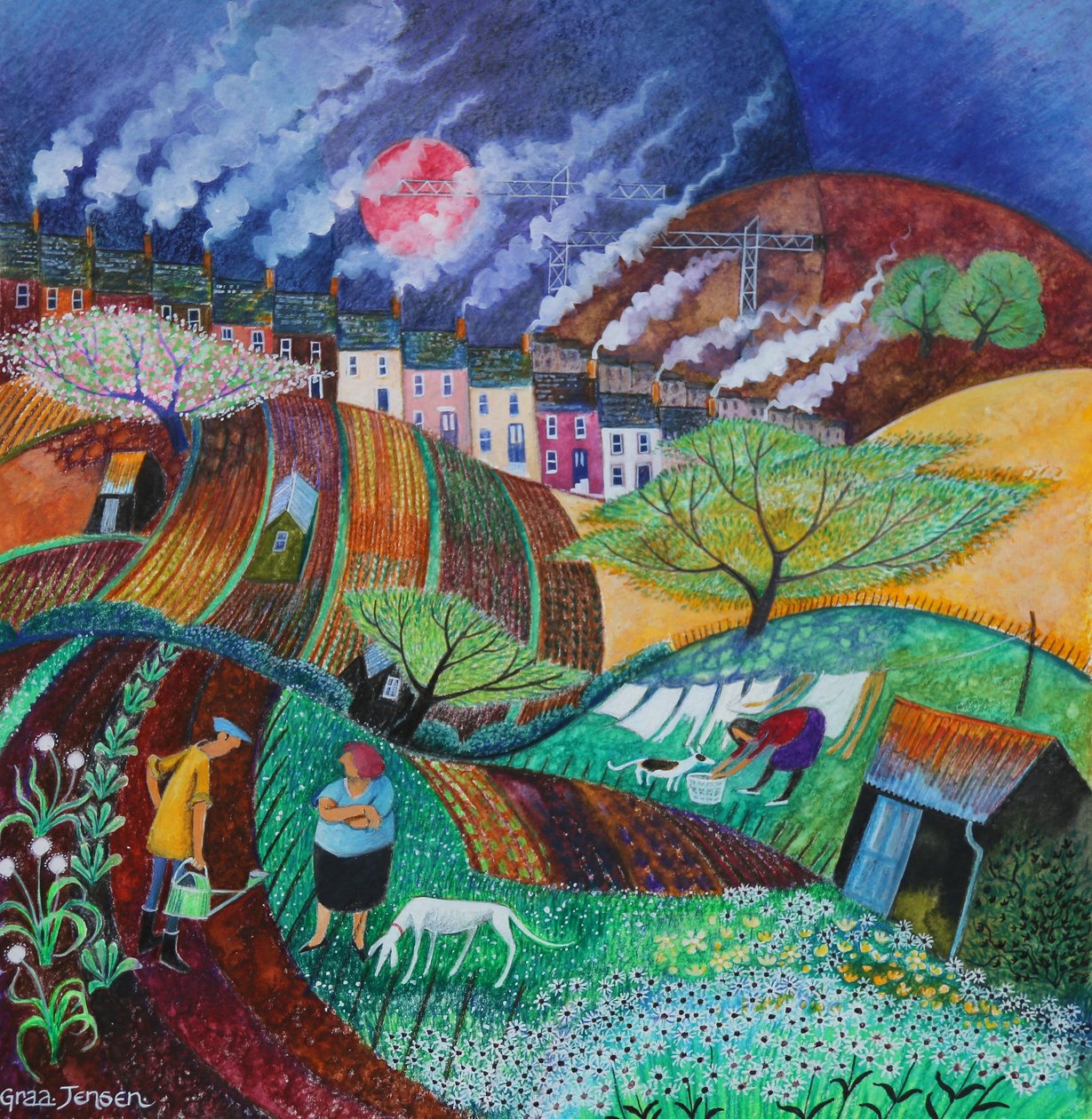 Smokey Chimneys, 2018 (pastel em papel) de Lisa Graa Jensen