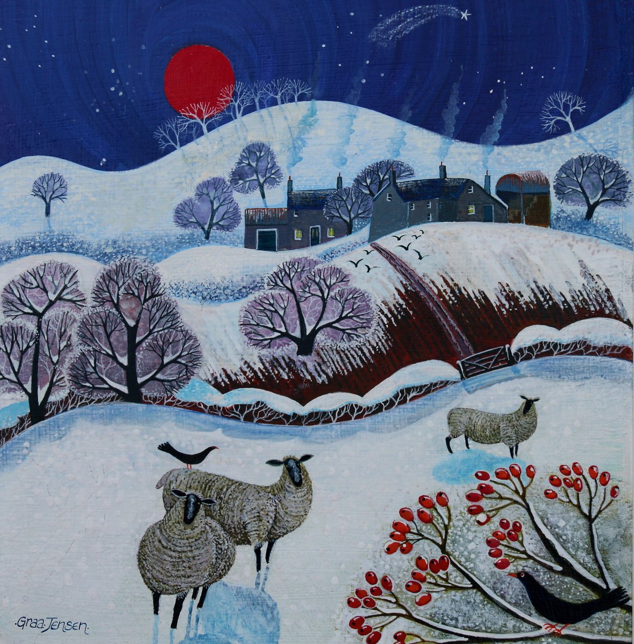 Snowy Times, 2025 (acrílicos sobre linho) de Lisa Graa Jensen