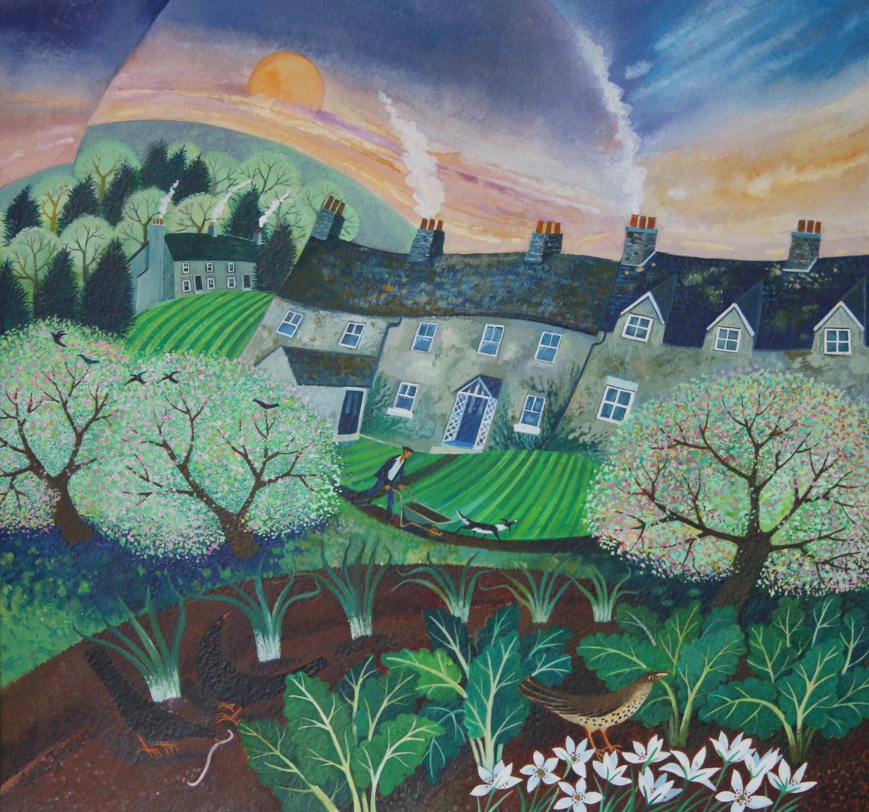 Verdes de primavera, 2016, (tintas acrílicas sobre papel) de Lisa Graa Jensen