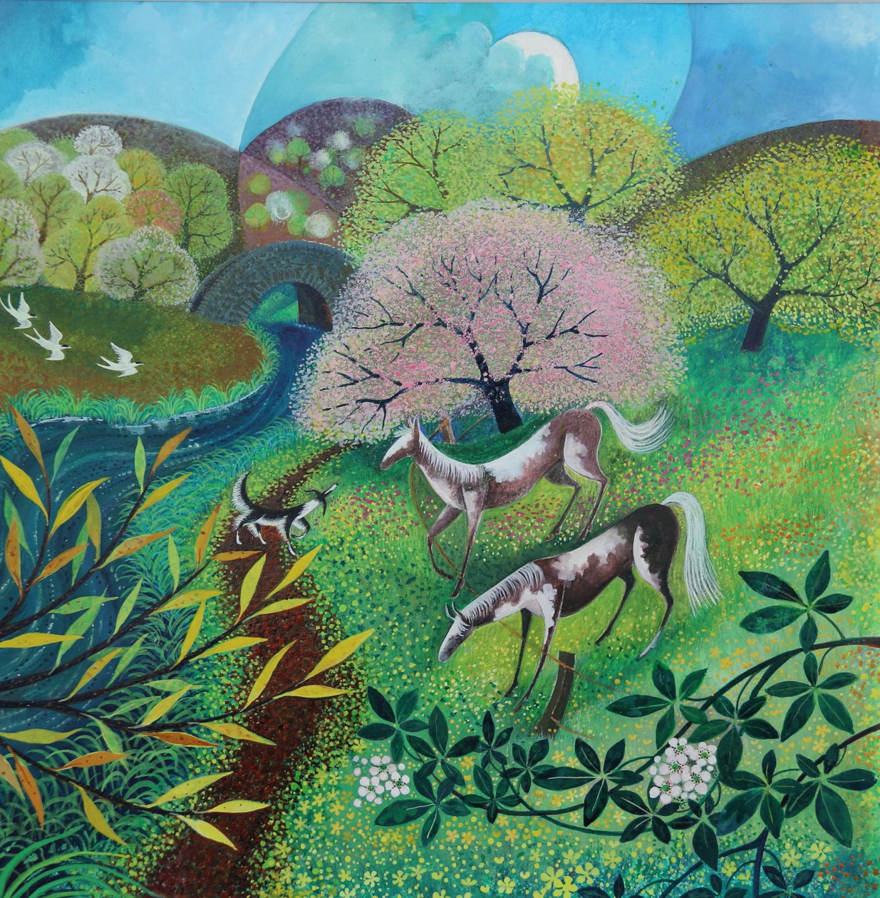 Passeio de domingo, 2024 (acrílicos sobre papel) de Lisa Graa Jensen