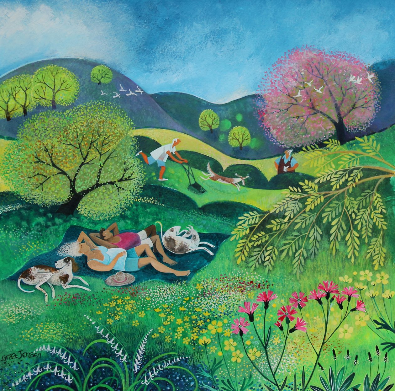 Tarde de Domingo de Sol,2022 (acrílicos sobre papel) de Lisa Graa Jensen