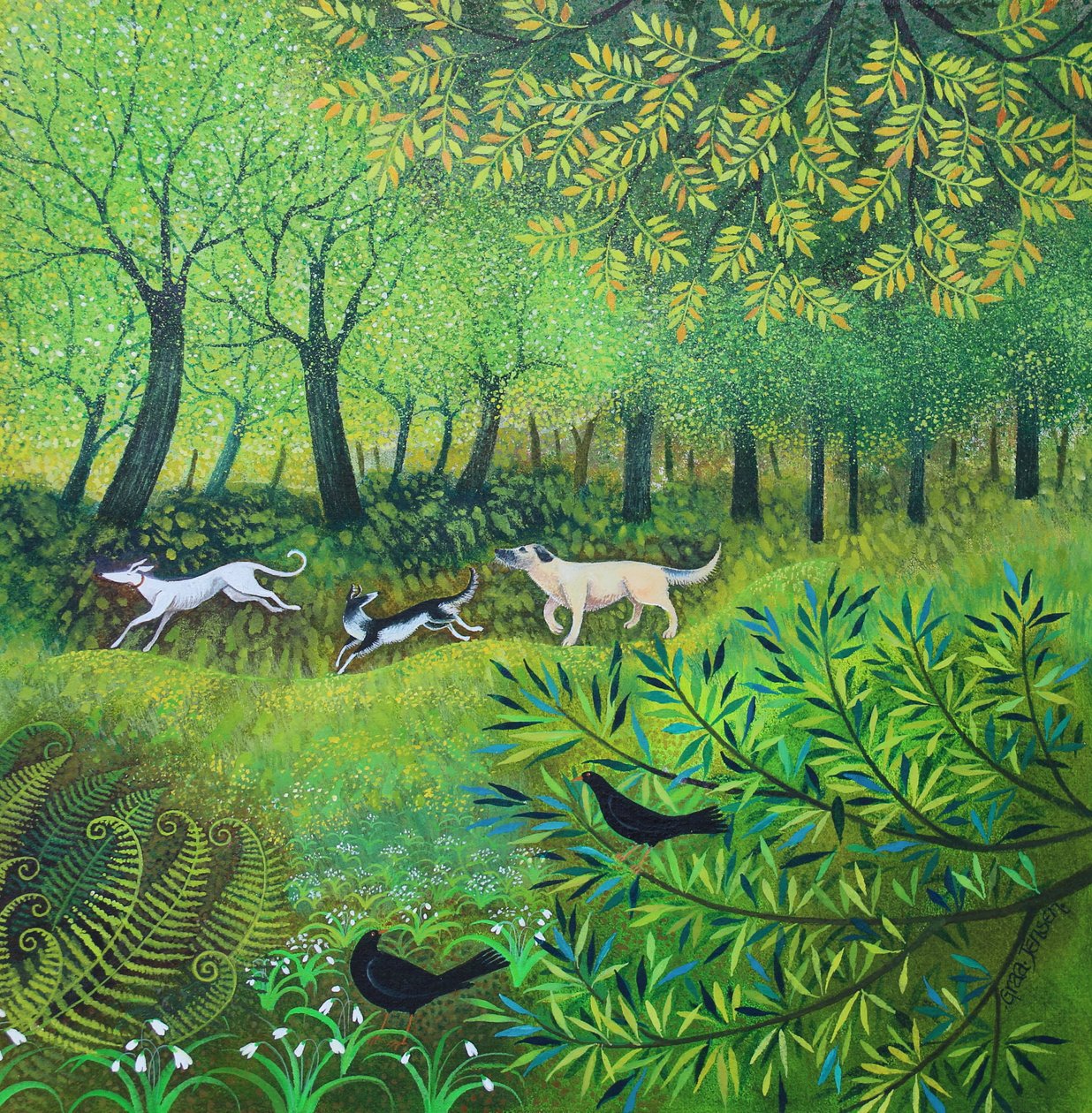 Três amigos, 2024 (acrílico sobre tela) de Lisa Graa Jensen