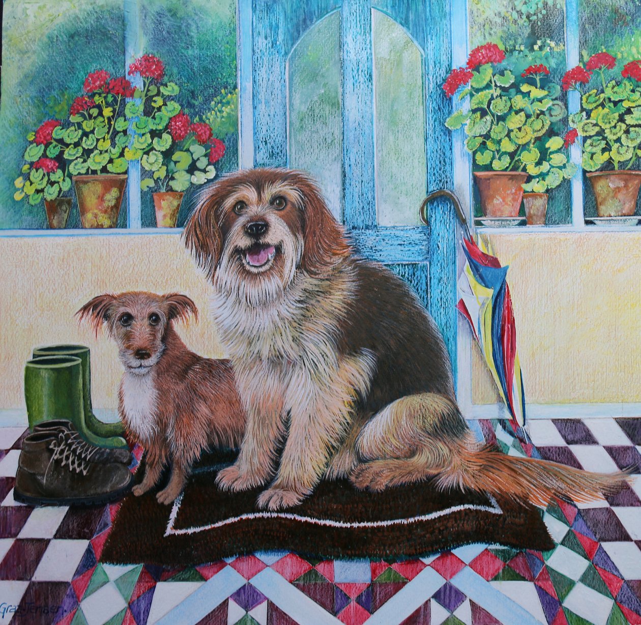 Tempo para Walkies, 2021, (acrílico sobre papel) de Lisa Graa Jensen